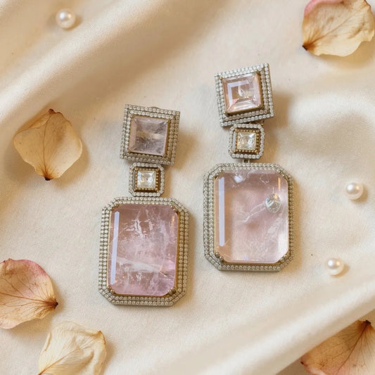 Crystal Frame Drop Earrings