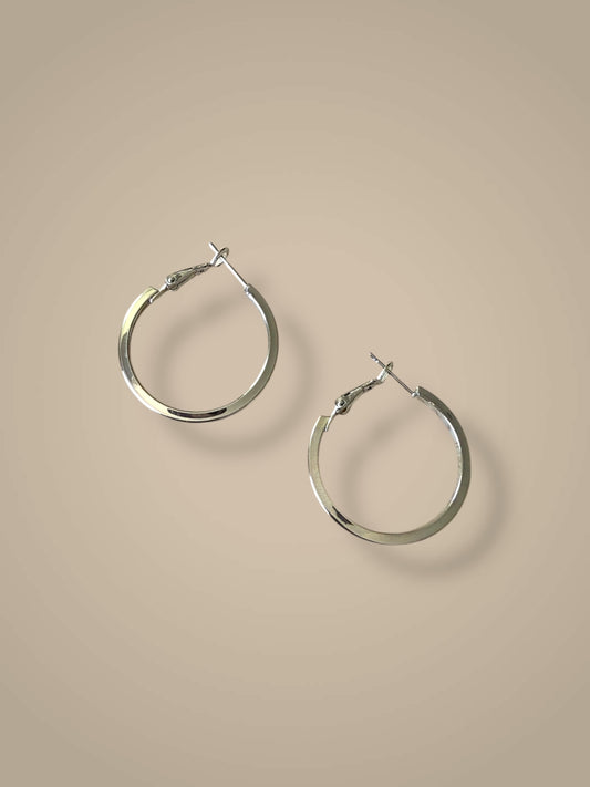 High Polish Silver Hoops Earrings