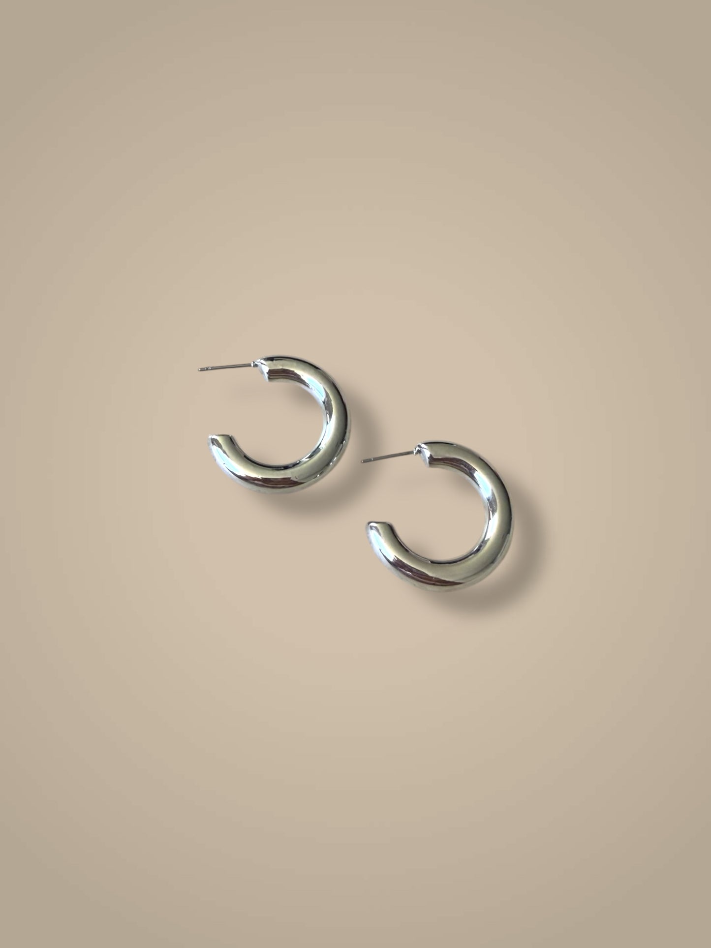 Bold Silver Round Hoops