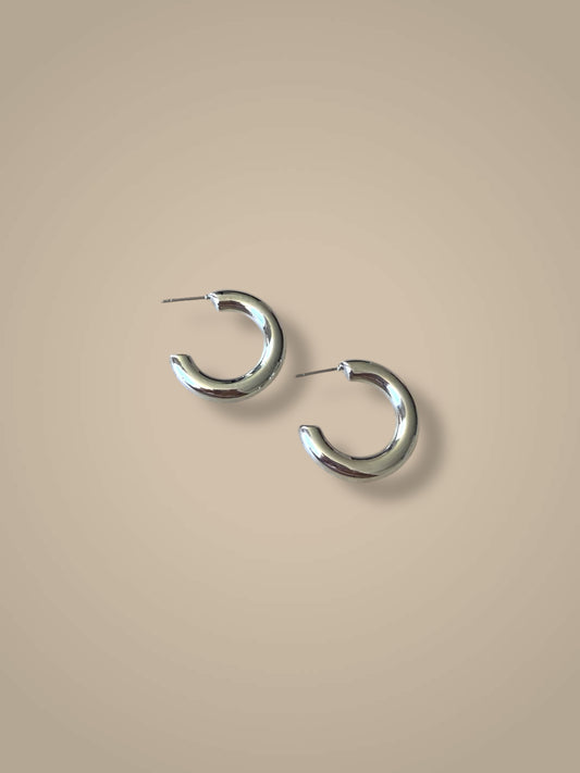Bold Silver Round Hoops