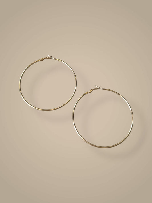 High Polish Gold Hoops Earrings