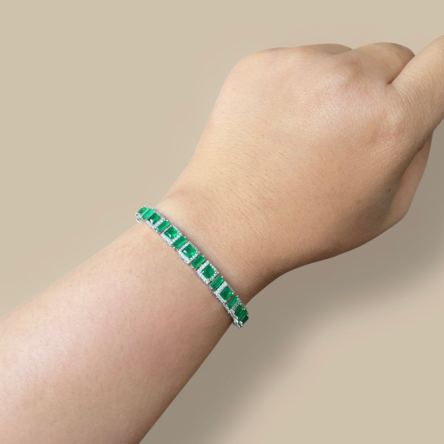 Emerald Deco Tennis Bracelet