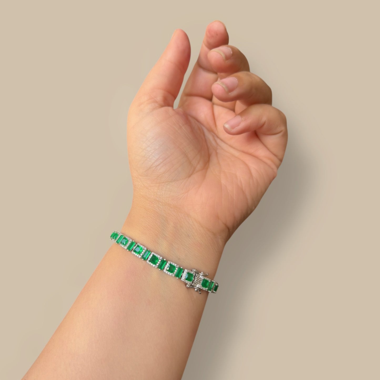 Emerald Deco Tennis Bracelet