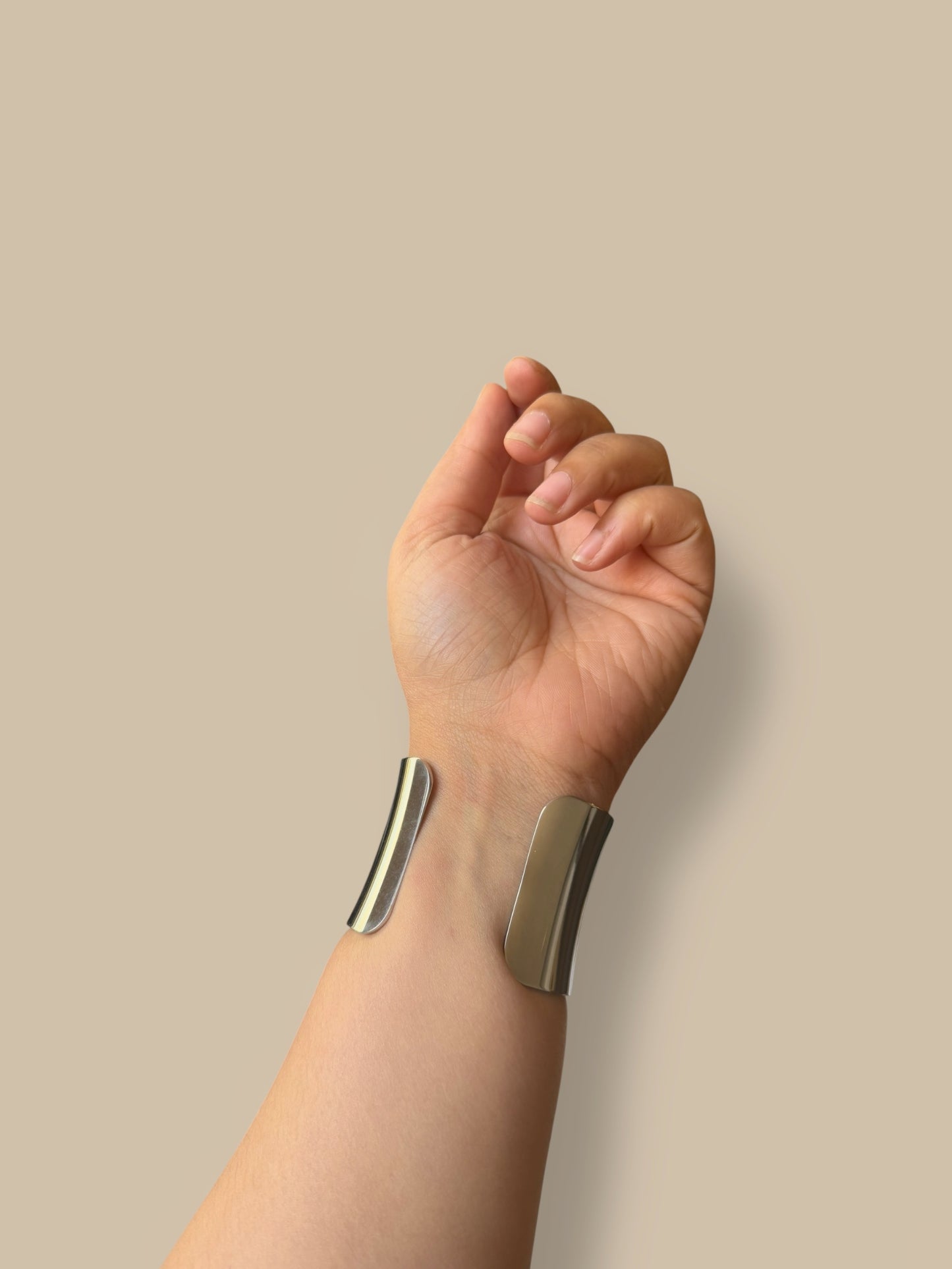 The Sheen Silver Wide Cuff Bracelet