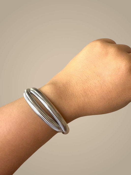 Silver Coil Cuff Bracelet