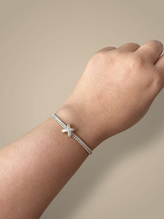 X Sparkle Silver Tennis Bracelet
