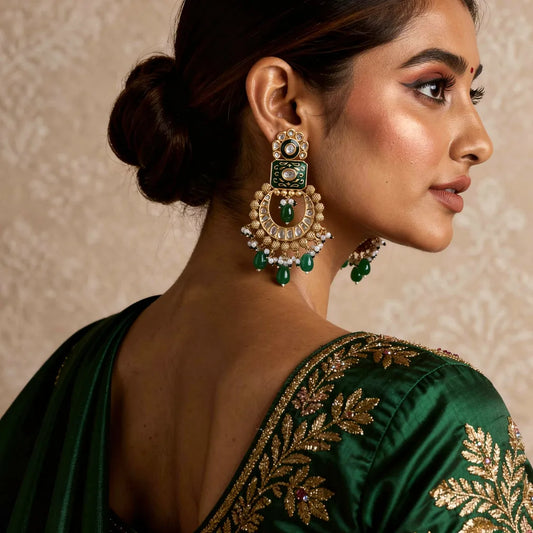 Ornate Kundan Chandbalis