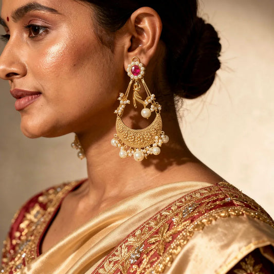 Embellished Pearl Chandbalis