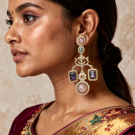 Ornate Gemstone Chandbalis