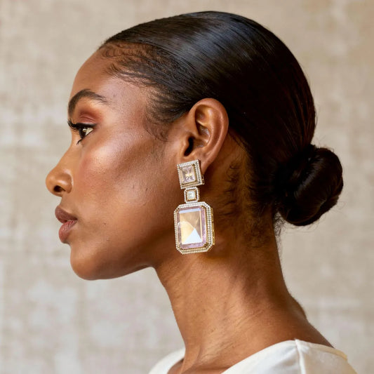 Crystal Frame Drop Earrings