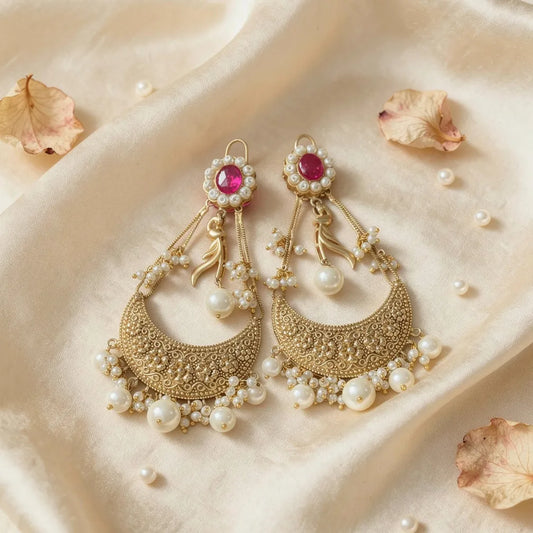 Embellished Pearl Chandbalis